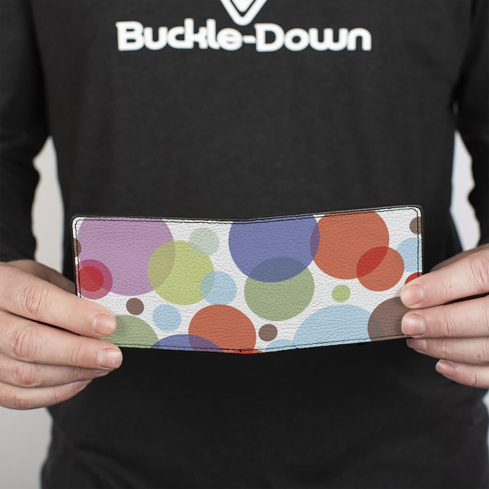 3990 Wallet Bifold Dots White Transparent Multi Color Vegan Leather - Picture 4 of 8